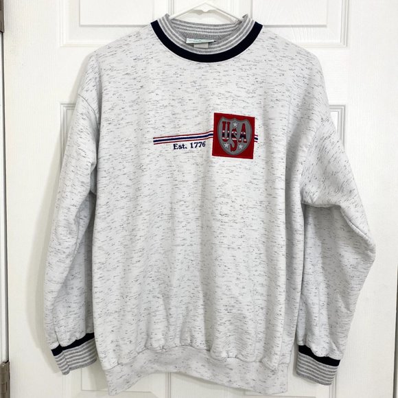 Vintage Est 1776 USA White Crew Neck Sweater - Picture 3 of 9
